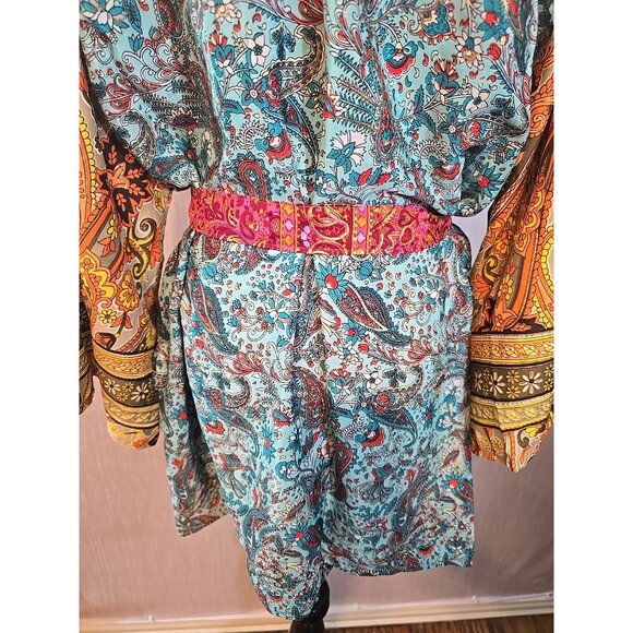 Patchwork print kimono Silk Blend Tie short length  size S - Size XL New - Picture 7 of 16